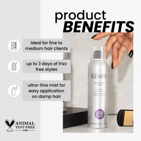 Kenra ultra-fine mist spraying from nozzle demonstrating even application