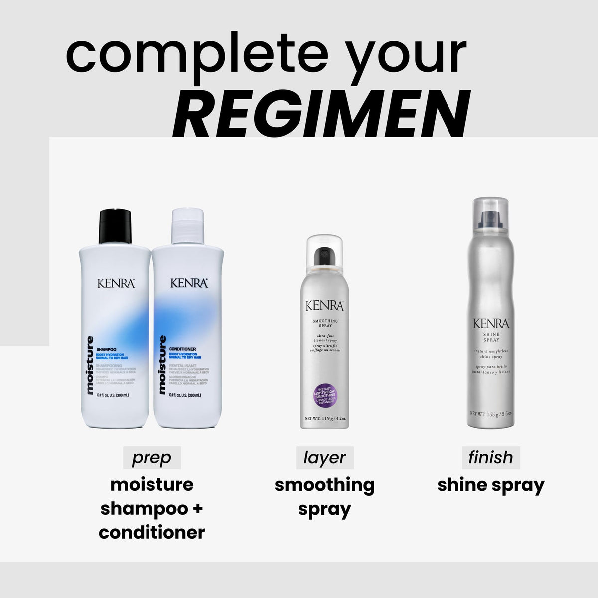 Kenra spray used during blowout styling showing smoother, frizz-controlled hair