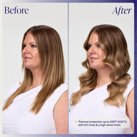 Kenra Platinum before and after showing increased shine benefit