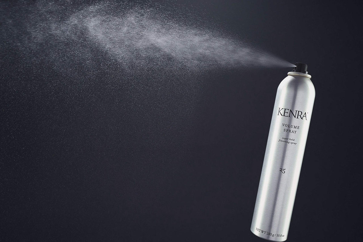 Kenra spray in use styling hair with lasting lift benefit