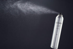 Kenra spray in use styling hair with lasting lift benefit