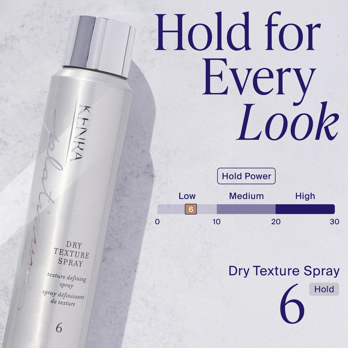 Kenra texture spray on hair strands showing matte texture and fuller look