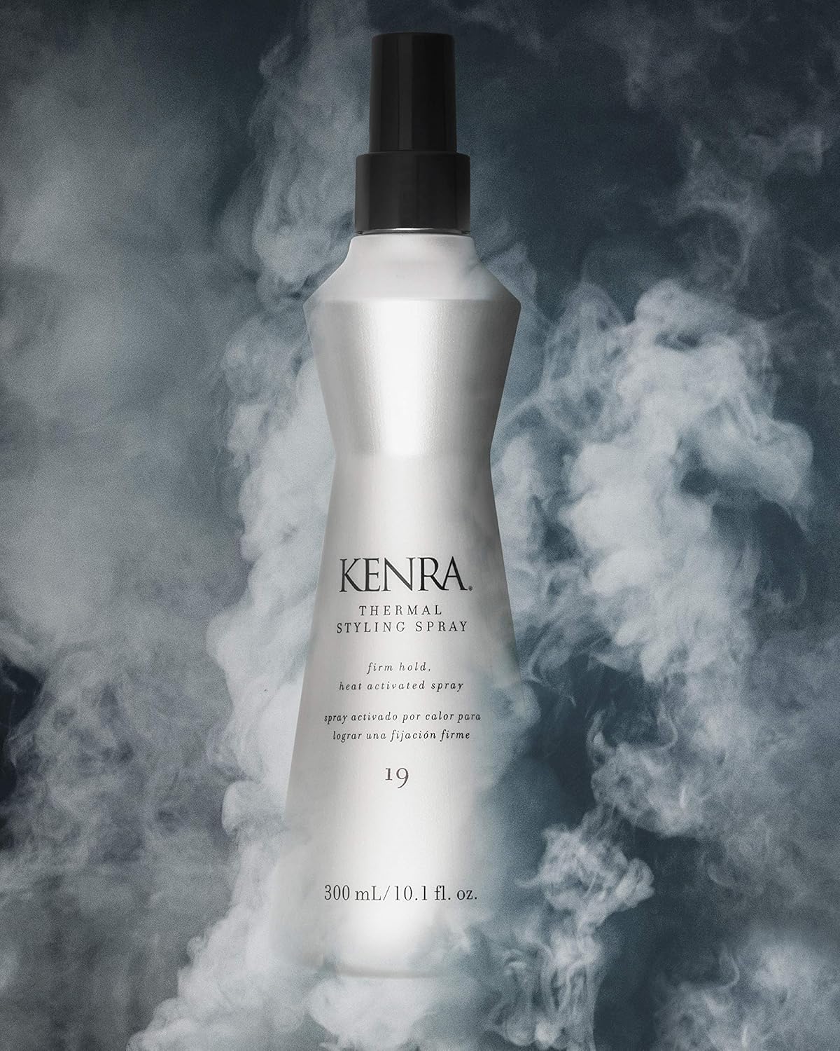 Kenra spray close-up of nozzle demonstrating fine mist for even coverage