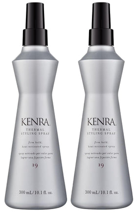 Kenra spray front packaging showing two bottles and product benefits