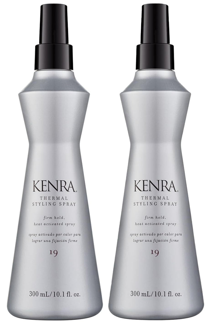 Kenra spray front packaging showing two bottles and product benefits