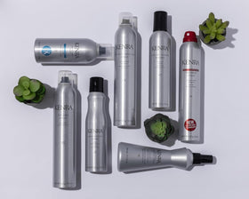 Kenra product label and features highlighting heat protection benefits