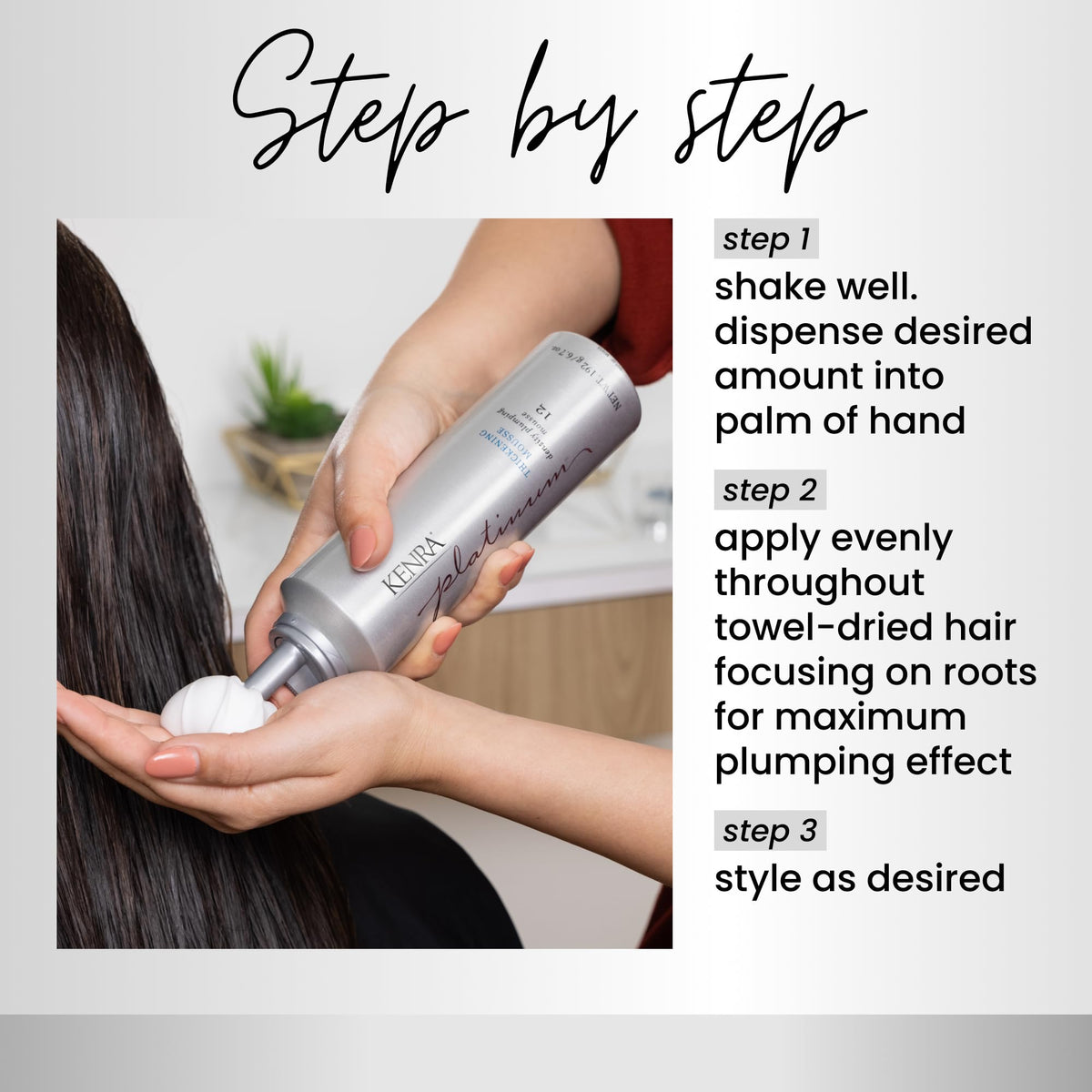 Kenra product staged near dryer and brush for styling convenience