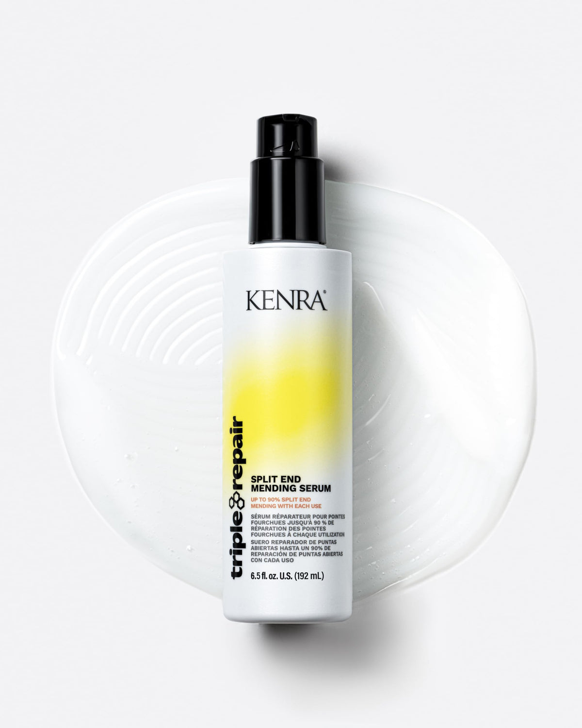 Kenra before-and-after lengths comparison illustrating sealed split ends benefit