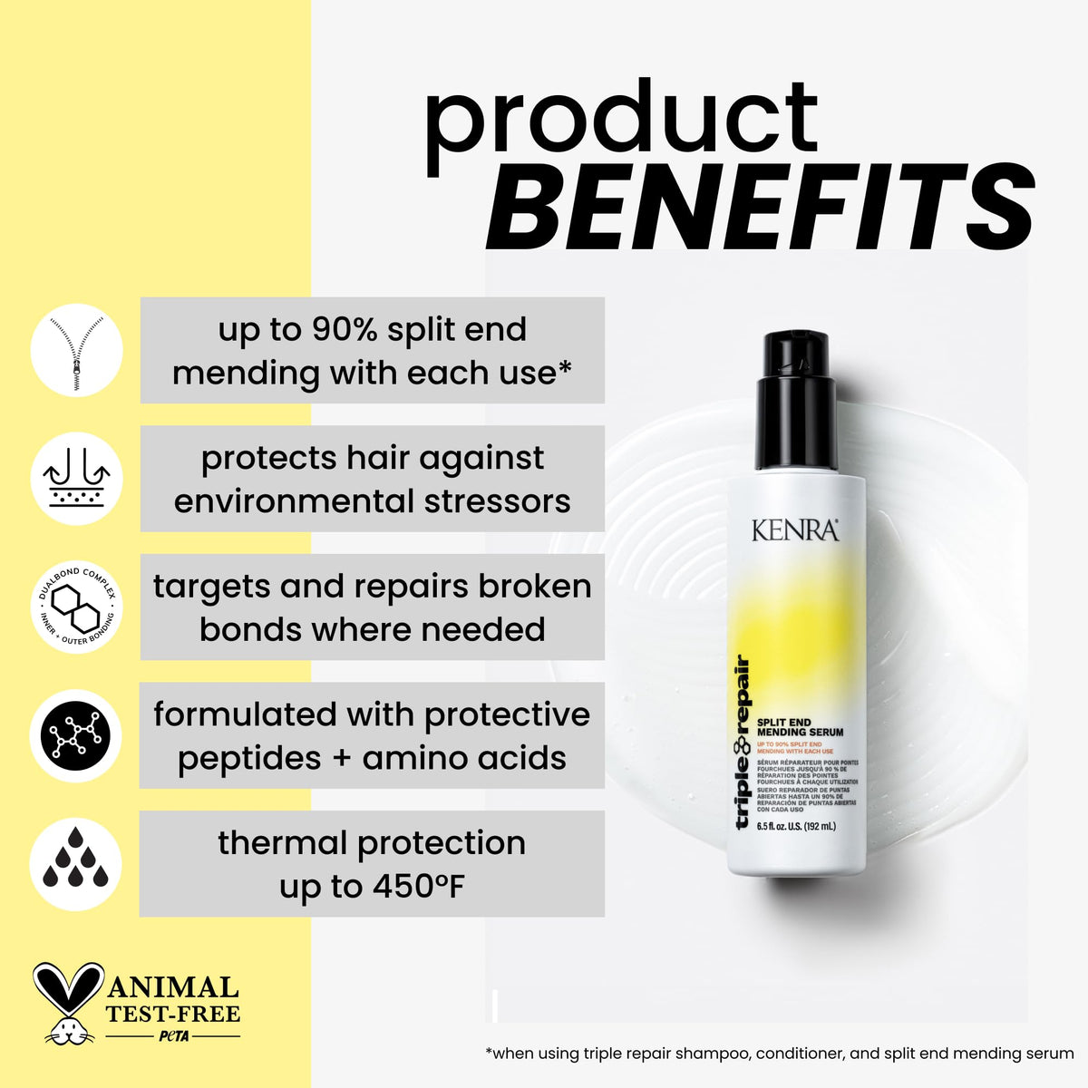 Kenra serum texture droplet highlighting lightweight consistency and spreadability