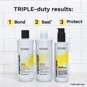 Kenra used before heat styling demonstrating thermal protection up to 450°F