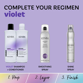Kenra set styled on vanity conveying salon-fresh vibrancy benefit