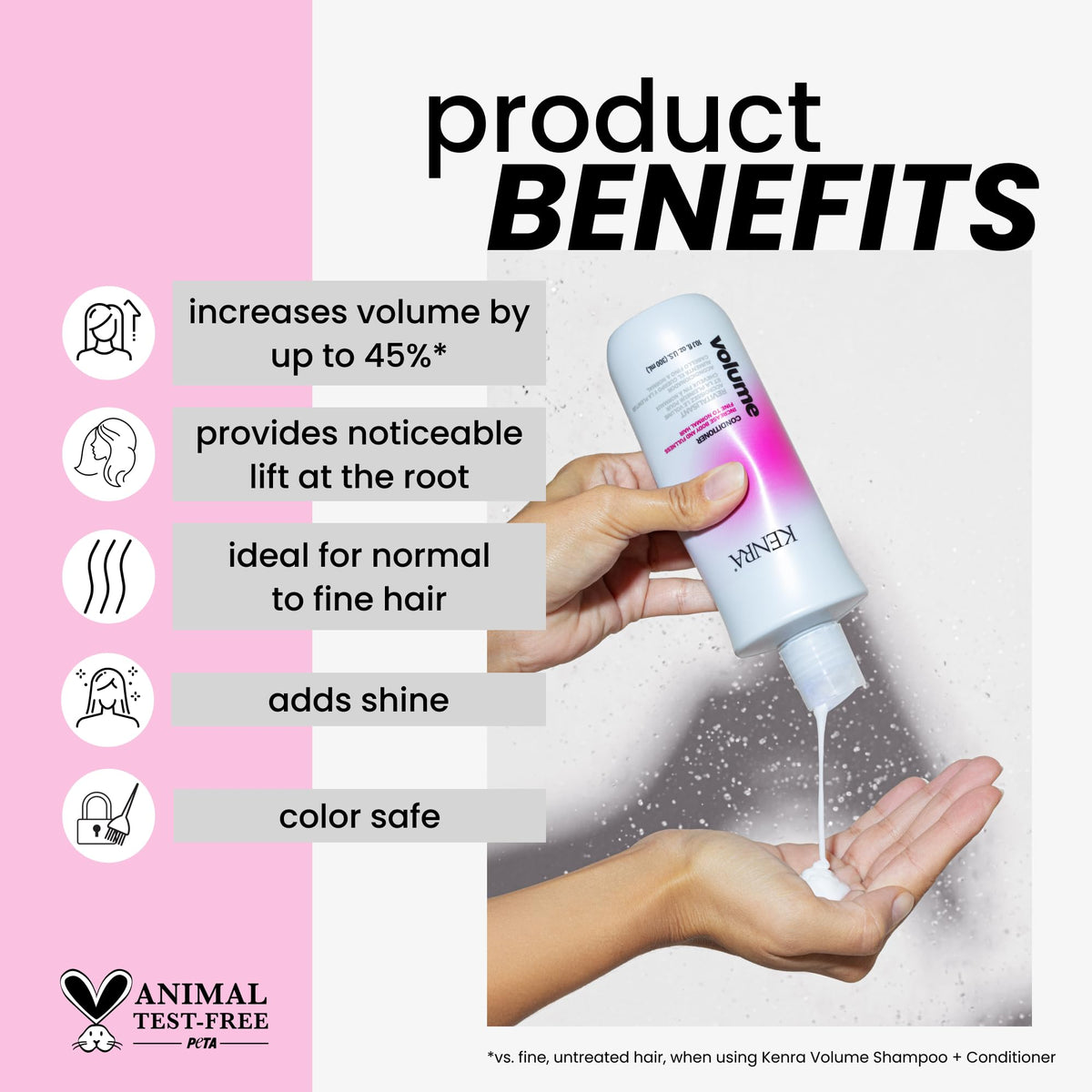 Kenra conditioner back label with ingredients and directions