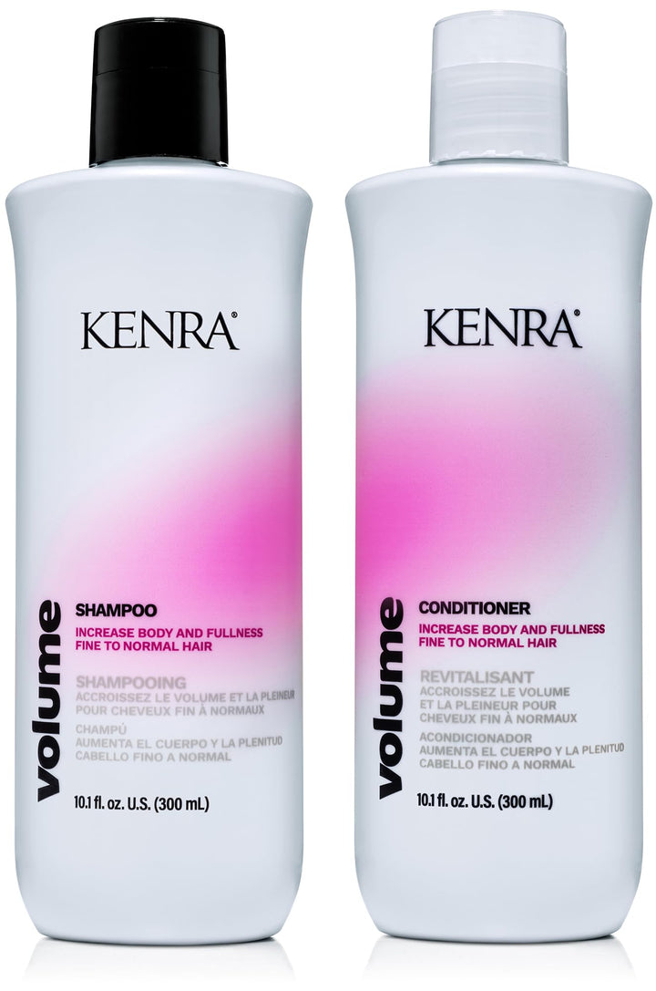 Kenra volume front packaging showing bottles and benefit of lift