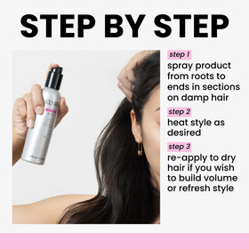 Kenra Volume Mist 2 close-up label highlighting ingredients and usage guidance for styling