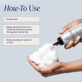 Kenra mousse used during blow-dry to create root lift and quick styling