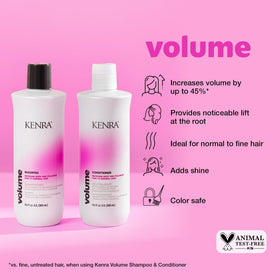Kenra volume shampoo and conditioner paired for fuller hair results