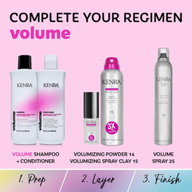Kenra volume size comparison with hand showing 10.1 fl oz scale
