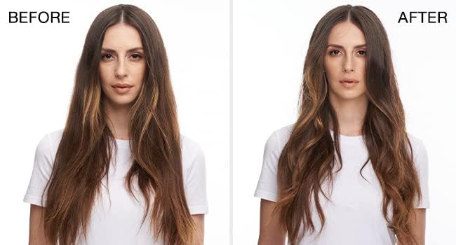 Before and after root lift using Kenra Volume Spray #25 showing added body