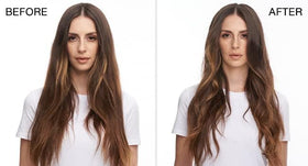 Before and after root lift using Kenra Volume Spray #25 showing added body