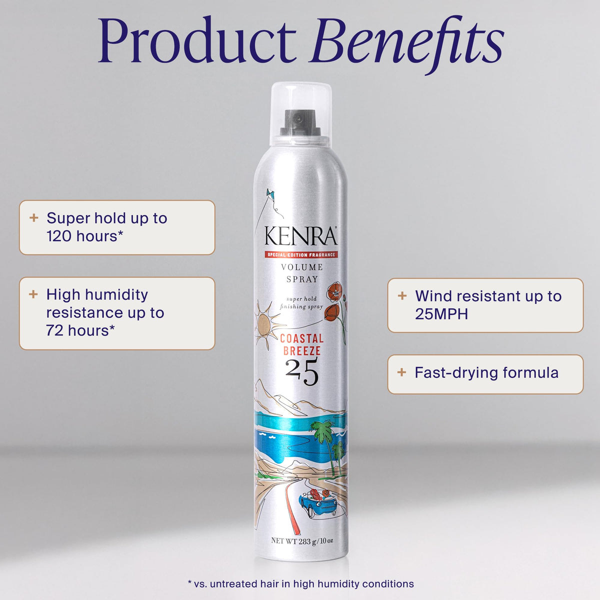 Kenra aerosol nozzle detail demonstrating easy precision application benefit