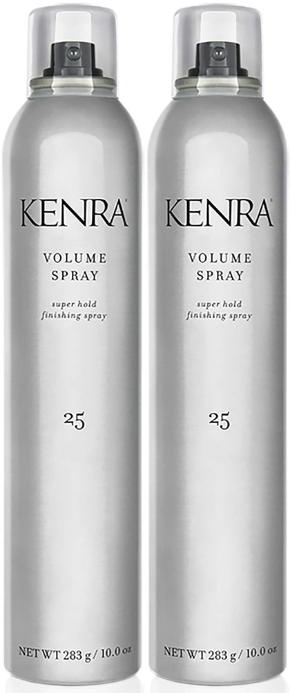 Kenra Volume Spray #25 front packaging showing twin cans and brand reliability
