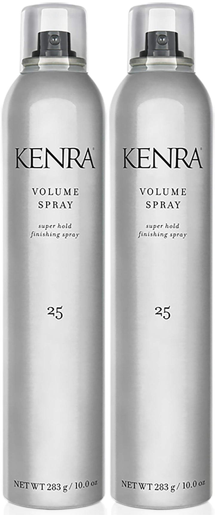 Kenra Volume Spray #25 front packaging showing twin cans and brand reliability