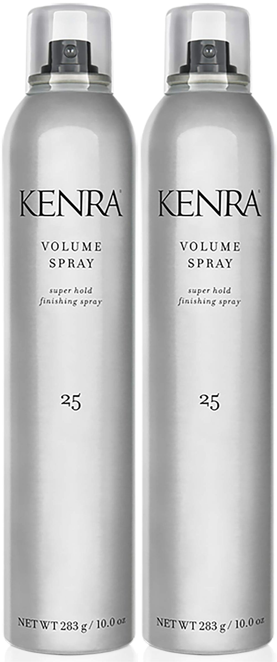 Kenra Volume Spray #25 front packaging showing twin cans and brand reliability