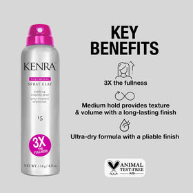 Kenra held in hand to show 4 oz size for travel and styling