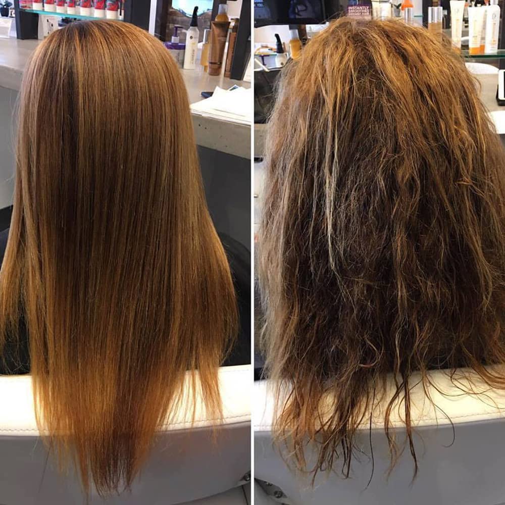 Kera application on hair demonstrating even coverage and smoothing benefit