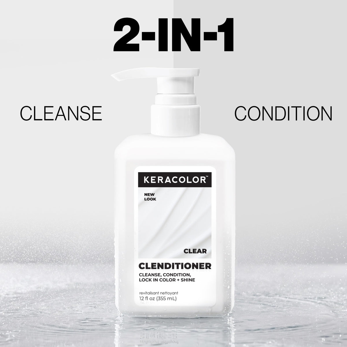 KERACOLOR in-shower use on wet hair demonstrating gentle rinse