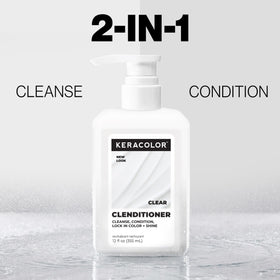 KERACOLOR in-shower use on wet hair demonstrating gentle rinse