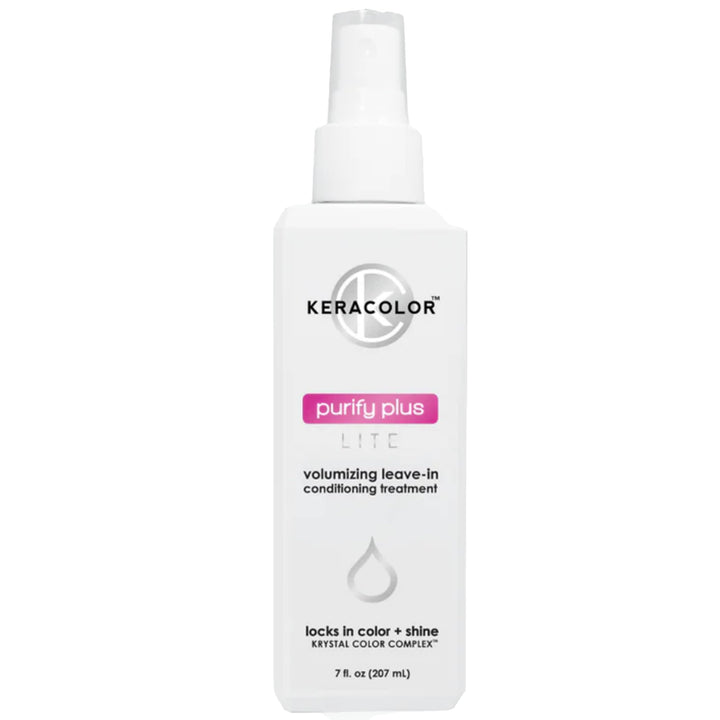 KERACOLOR front bottle showing Purify Plus Lite for shine and detangling