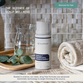 KeraFactor scalp massage demonstration showing improved scalp circulation feeling