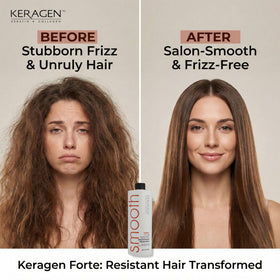 KERAGEN Forte being applied to damp hair for easier detangling and reduced frizz