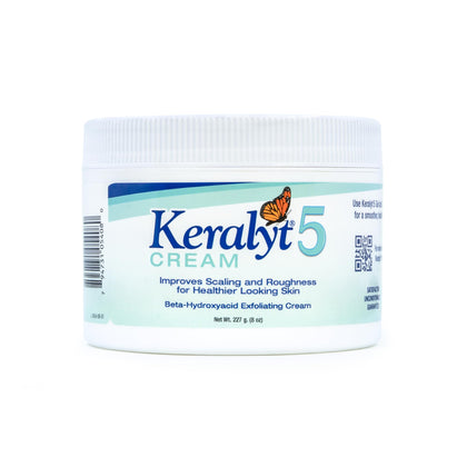 Keralyt jar front view showing label and 8 oz size; brand helps soften scales