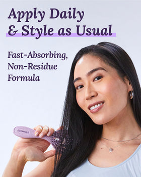 Keranique applied to scalp demonstrating targeted coverage