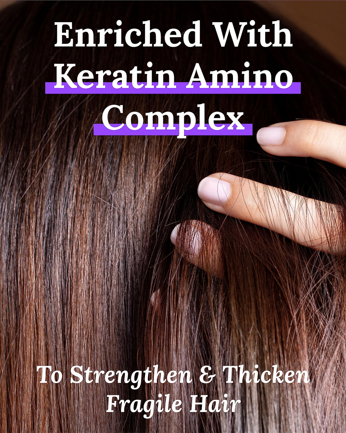Keranique bottle with keratin visual highlighting strengthening