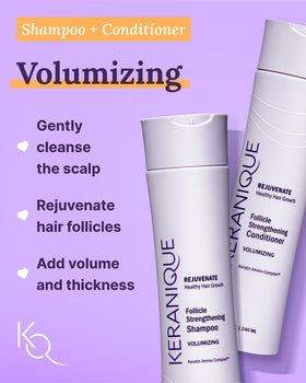 Keranique conditioner dispense detail showing smooth non-greasy finish