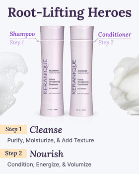 Keranique dry styled hair showing fuller volume after regular use