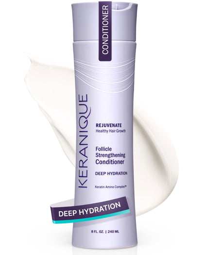 Keranique front packaging showing 8 ounce bottle and clear branding for easy identification and trust
