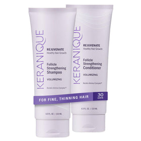 Keranique front packaging showing volumizing duo and benefits