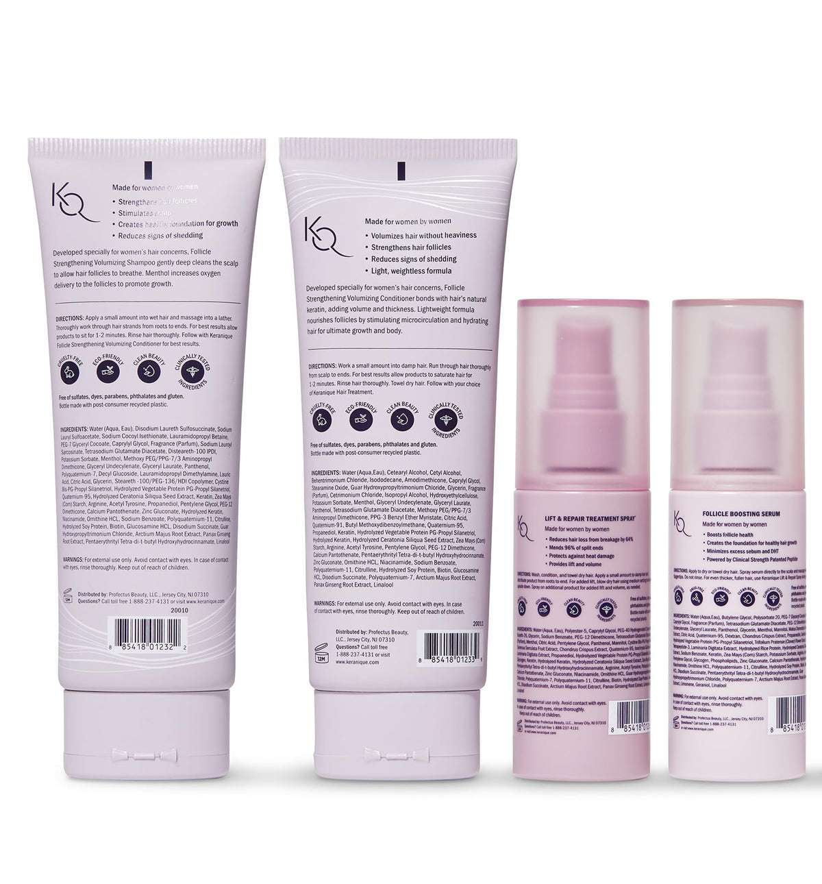 Keranique lifestyle shot of woman styling hair for fuller-looking results