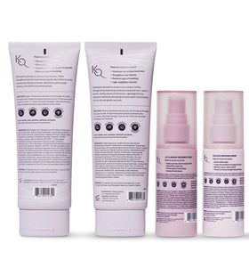 Keranique lifestyle shot of woman styling hair for fuller-looking results