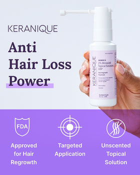 Keranique precision sprayer close-up for accurate scalp targeting