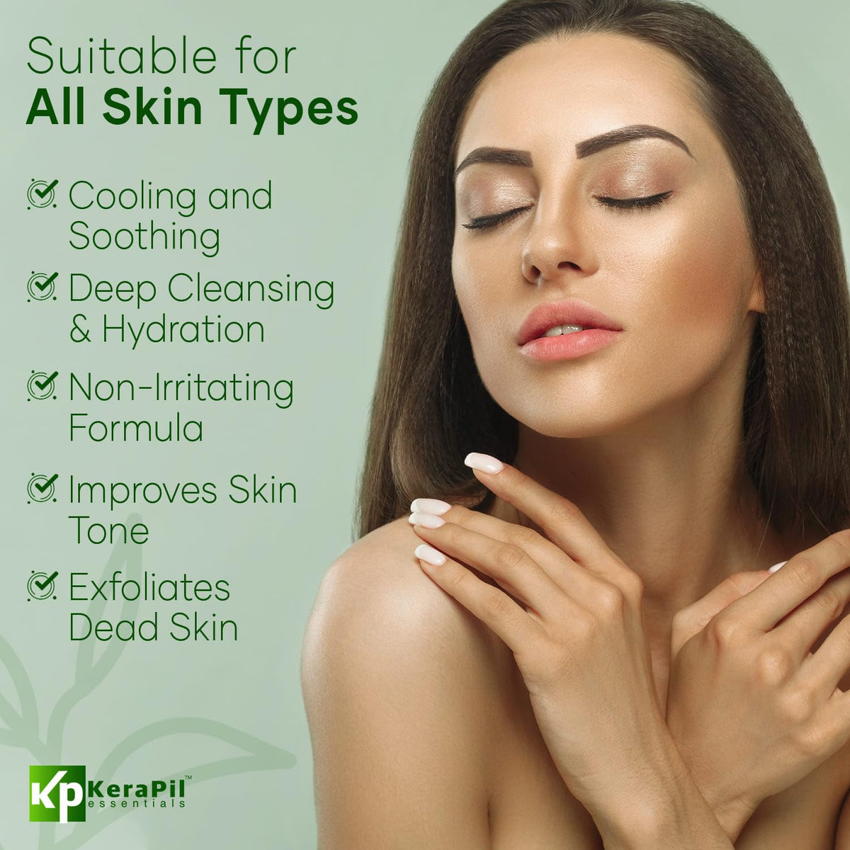 KERAPIL surrounded by cucumber mint and jojoba to show calming ingredients