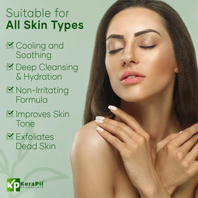 KERAPIL surrounded by cucumber mint and jojoba to show calming ingredients