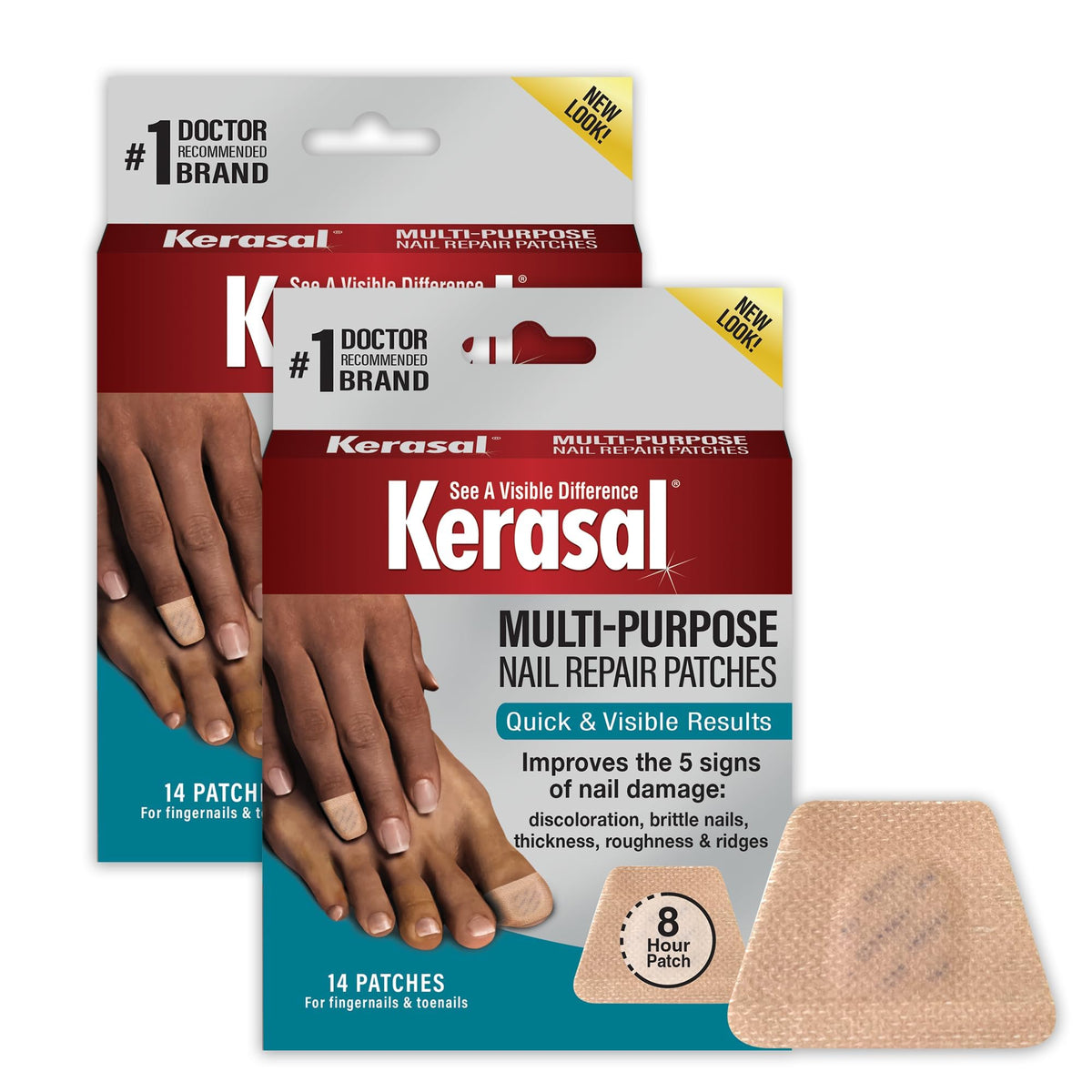 Kerasal front packaging showing twin 14-count boxes and product benefit