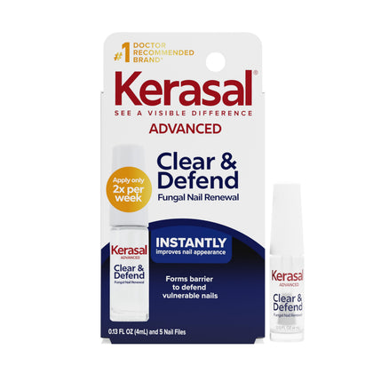 Kerasal front packaging showing bottle and benefits for improved nails