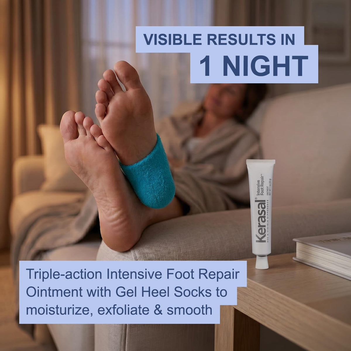 Kerasal moisturizing gel socks pair displaying breathable toeless design