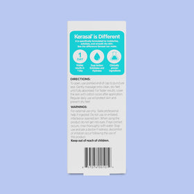 Kerasal tube on bathroom shelf with other self-care items, implies easy daily use benefit
